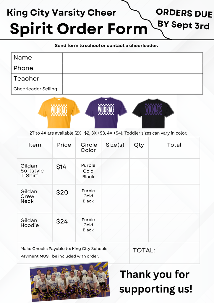Order your spirit wear now!
