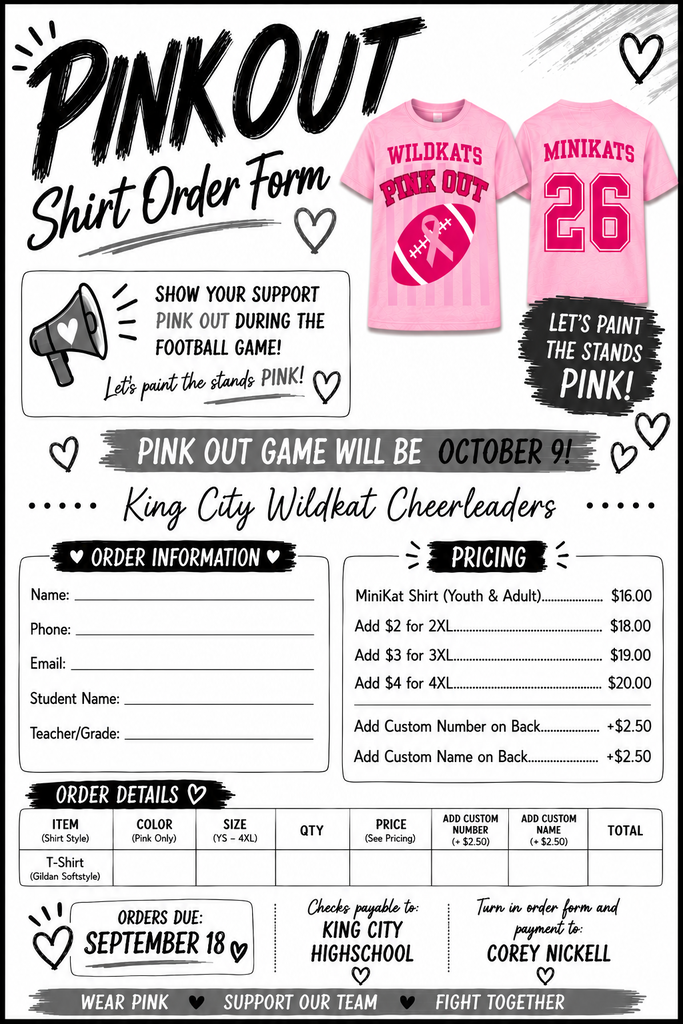 PInk Out Custom Shirt Form