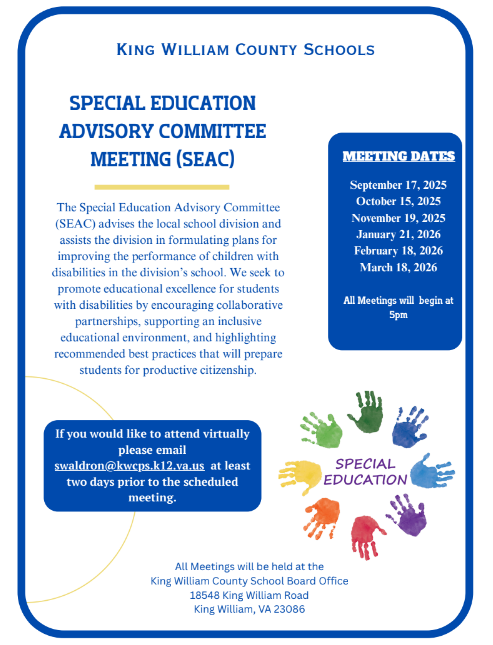 SEAC meetings for 2025-2026
