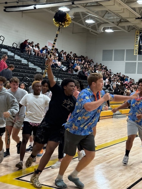 Pep Rally Seniors win the spirit stick