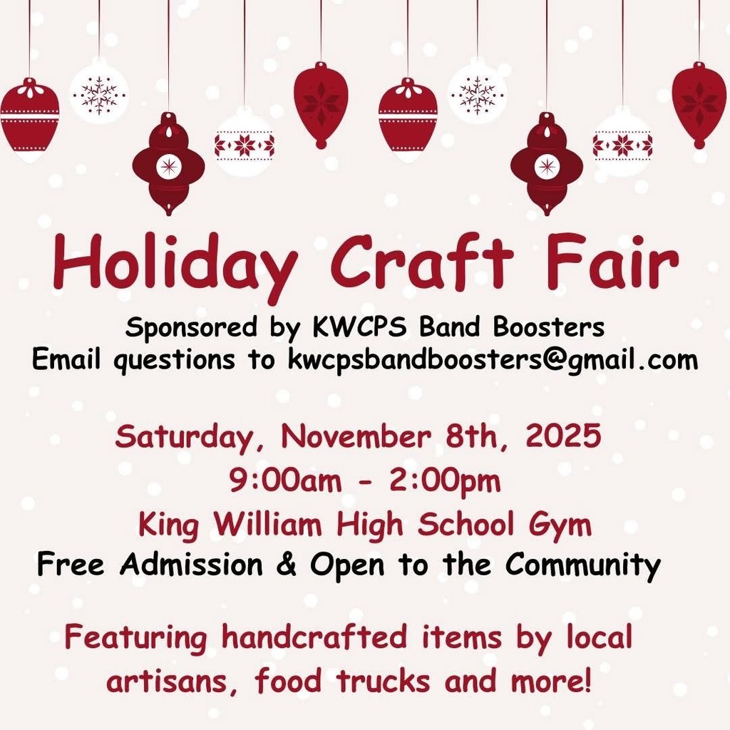 Holiday Craft Fair! Saturday, November 8, 2025 9am to 2pm at the KWHS Gym 