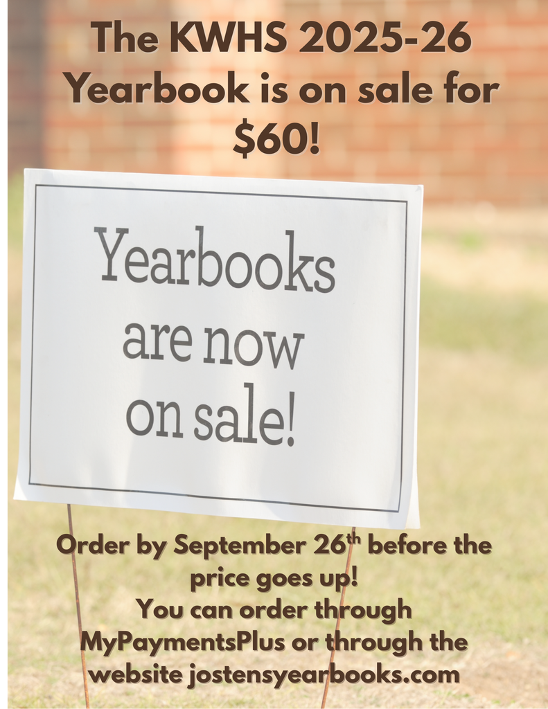 Yearbooks are on sale - picture of a yard sign with yearbooks now on sale for $60