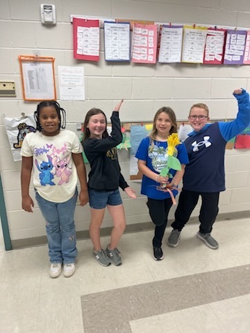 Students collaborating on a class project