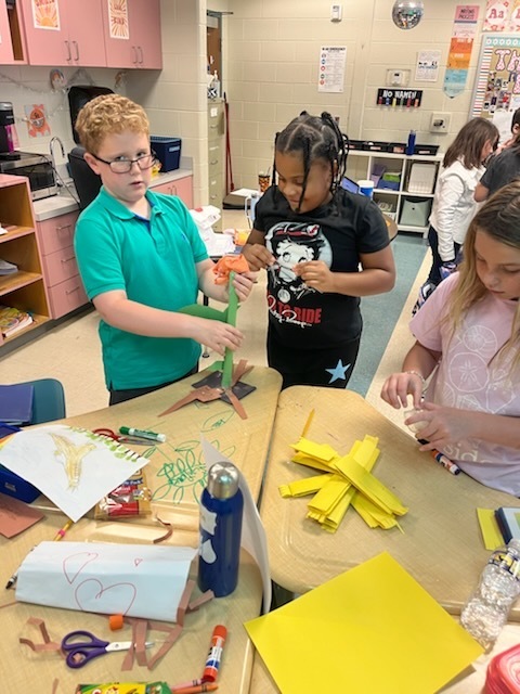 Students collaborating on a class project