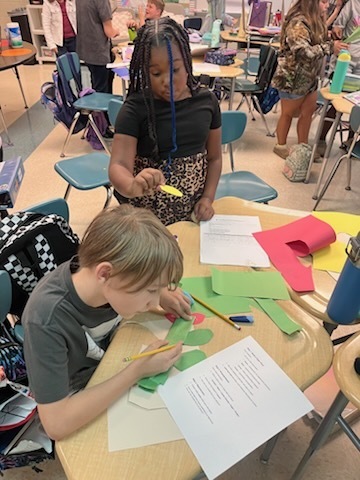 Students collaborating on a class project