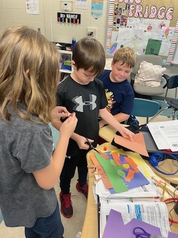 Students collaborating on a class project