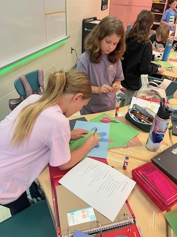 Students collaborating on a class project
