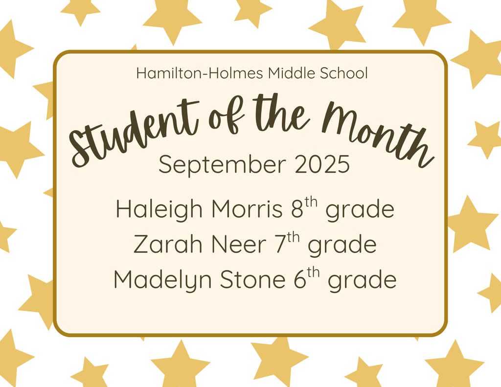 HHMS September Student of the Month - Haleigh Morris 8th Grade, Zarah Neer 7th Grade, Madelyn Stone 6th Grade