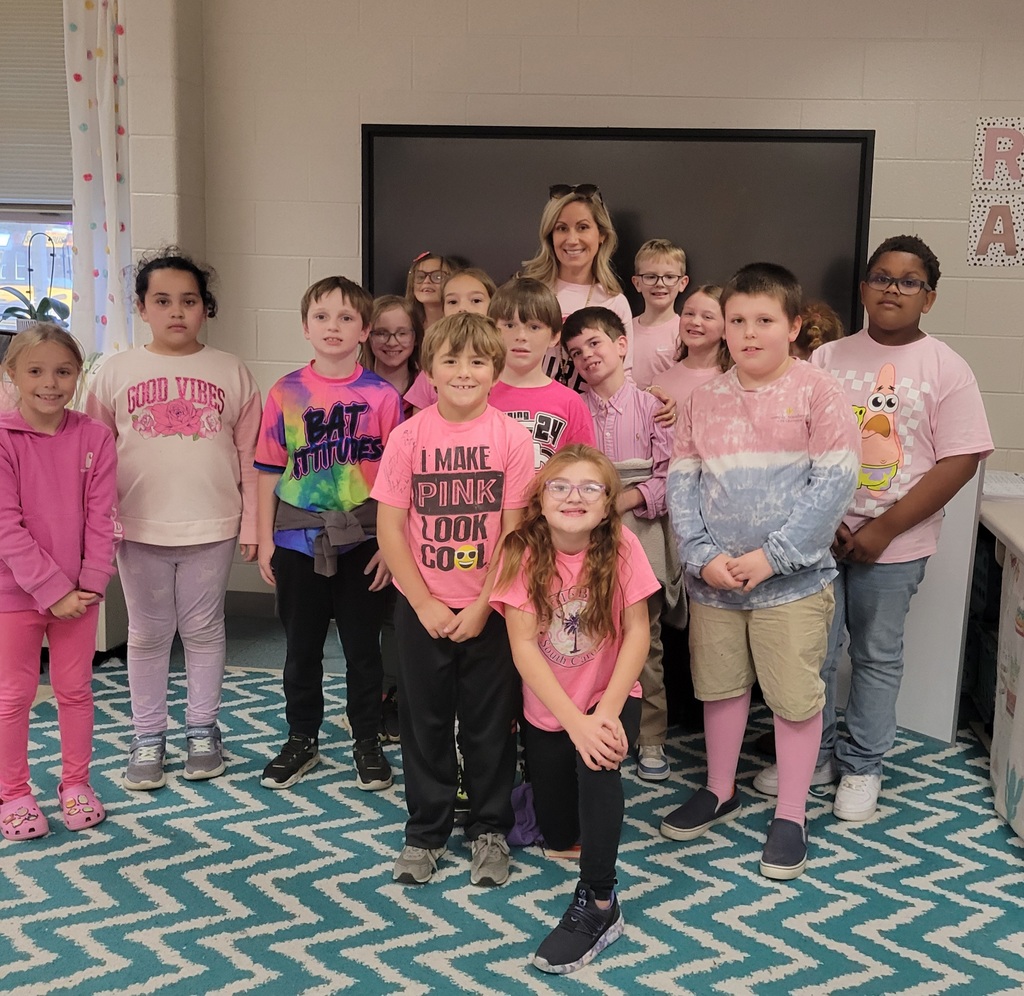 Students wearing pink for Breast cancer awareness month.