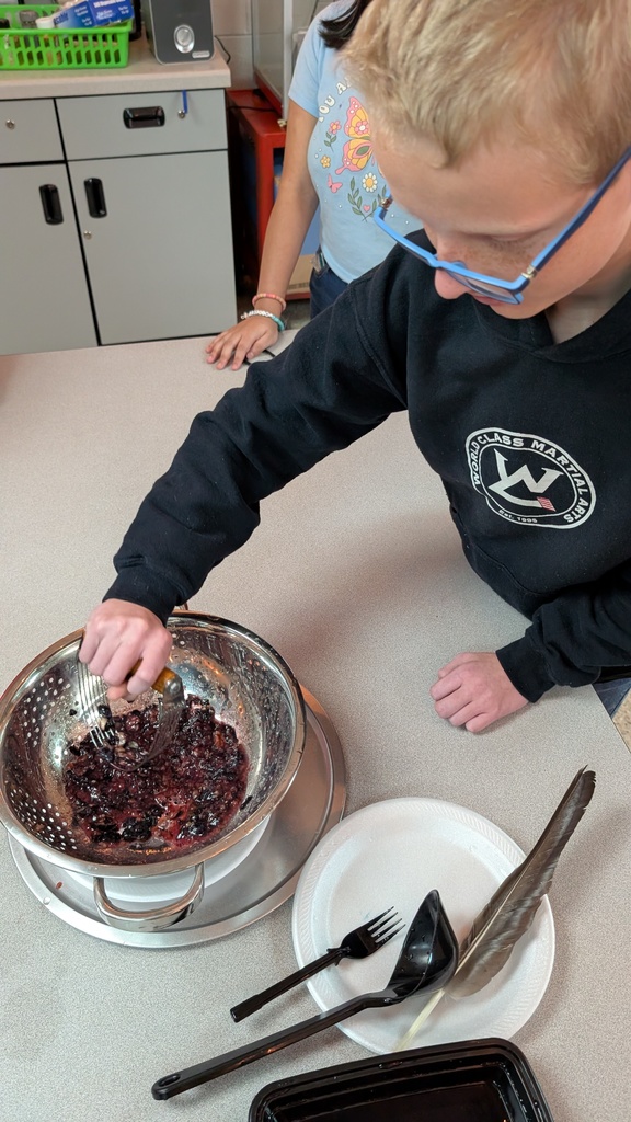 Smashing blueberries to make ink