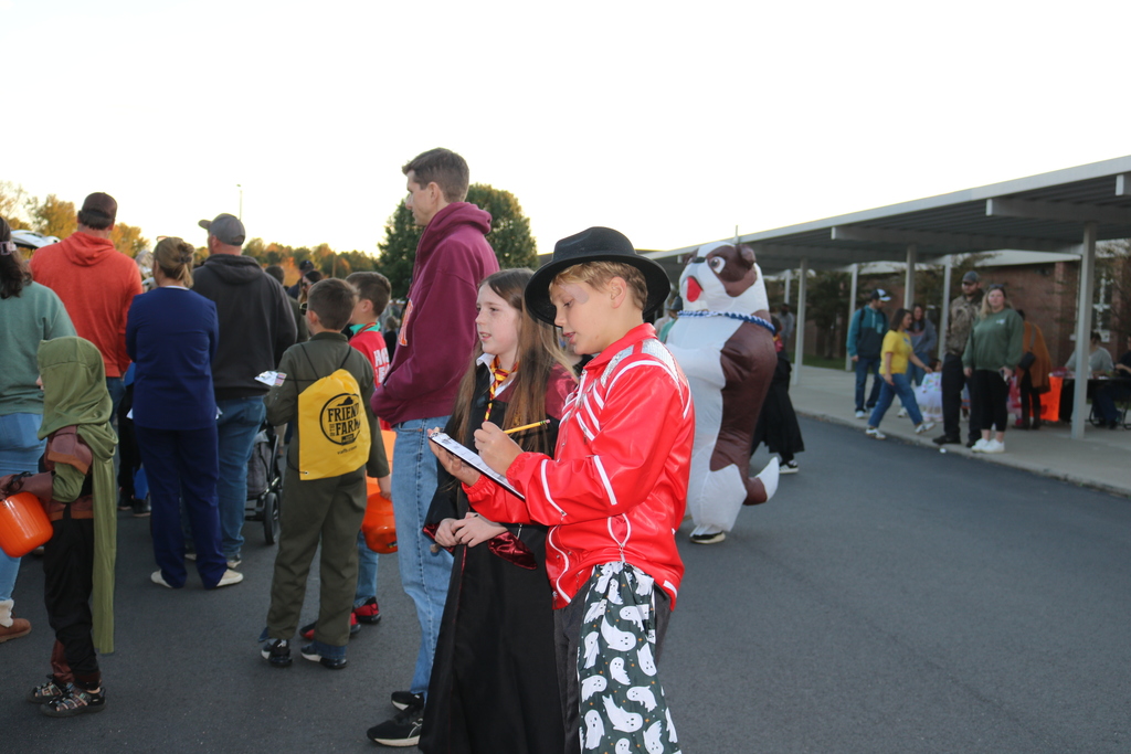 Students dressed up for Trunk or Treat