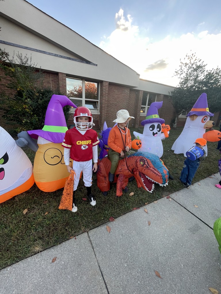 Students dressed up for Trunk or Treat