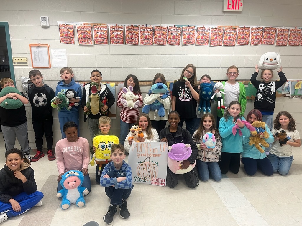 Students with stuffed animals 