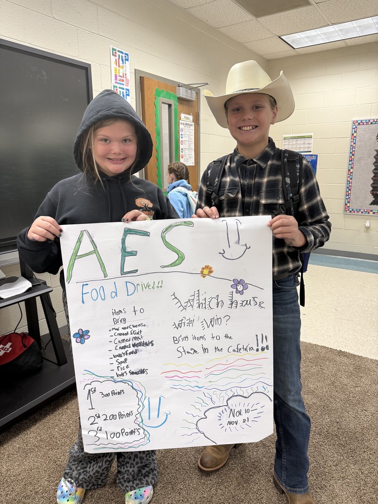 Students promoting AES Food Drive