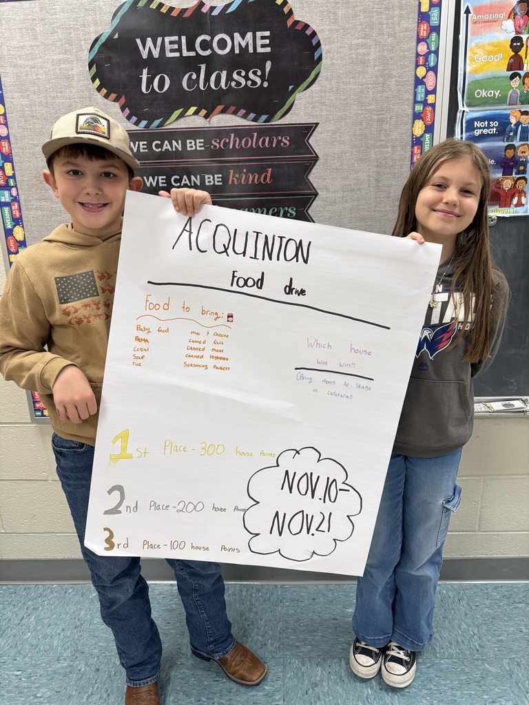 Students promoting AES Food Drive