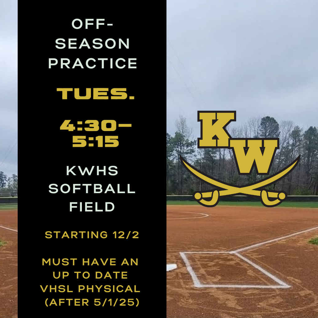 Off season practice Tuesdays starting 12/2 from 4:30 to 5:15 
