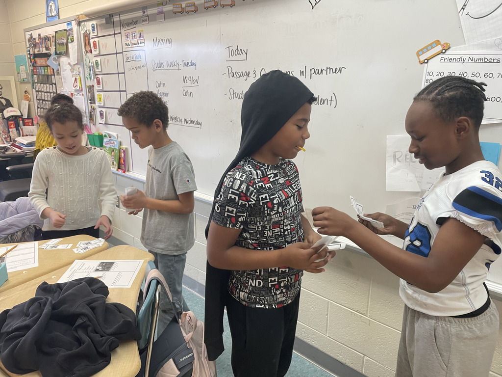 Students learning about bartering from Colonial Virginia