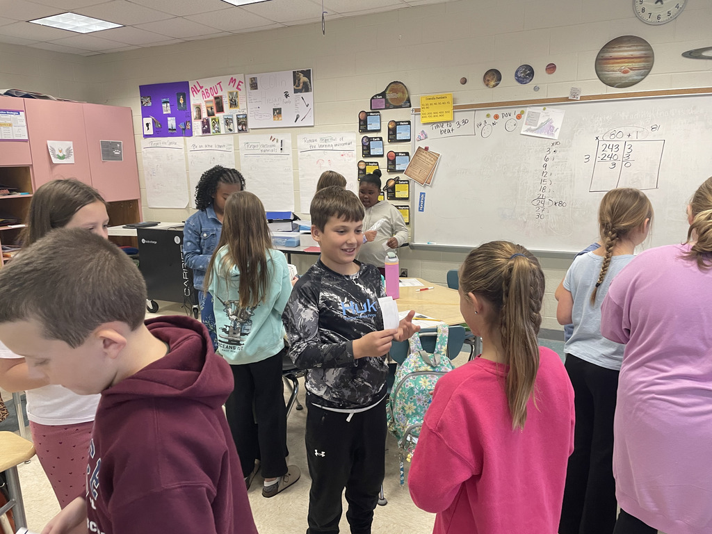 Students learning about bartering from Colonial Virginia