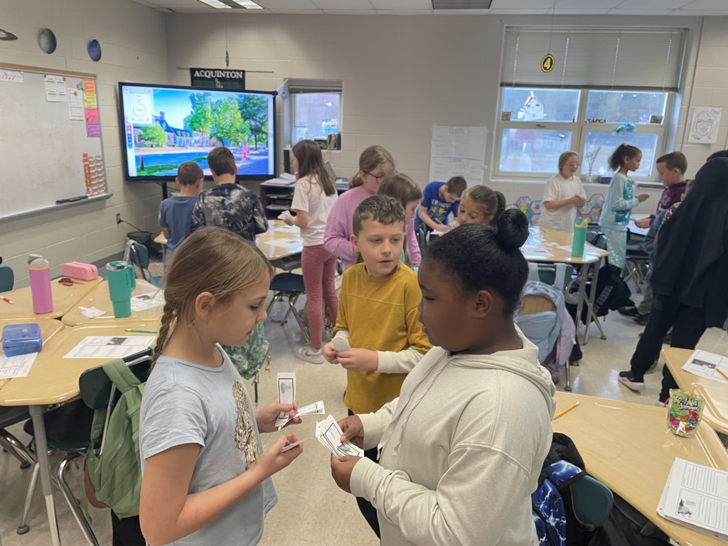 Students learning about bartering from Colonial Virginia