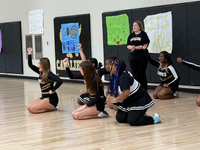 Viking and Cavalier Unified cheerleaders