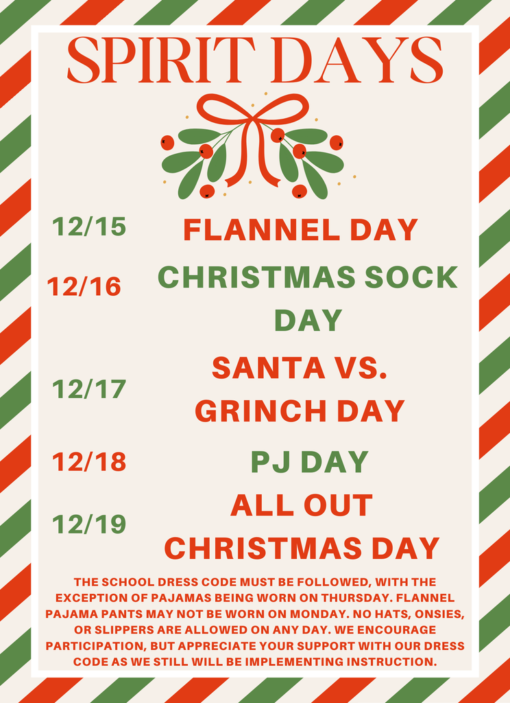 Spirit Days for December 2025