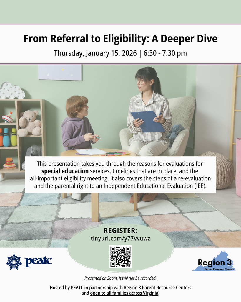Flyer for the Zoom webinar "From Referral to Eligibility: A Deeper Dive" on January 15