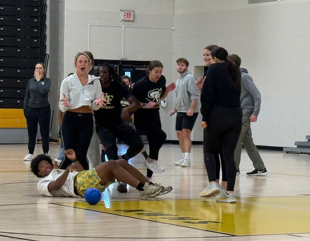 Students playing dodgeball