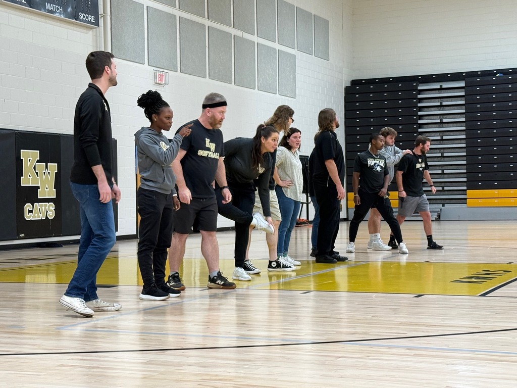 Teachers getting ready for playing dodgeball