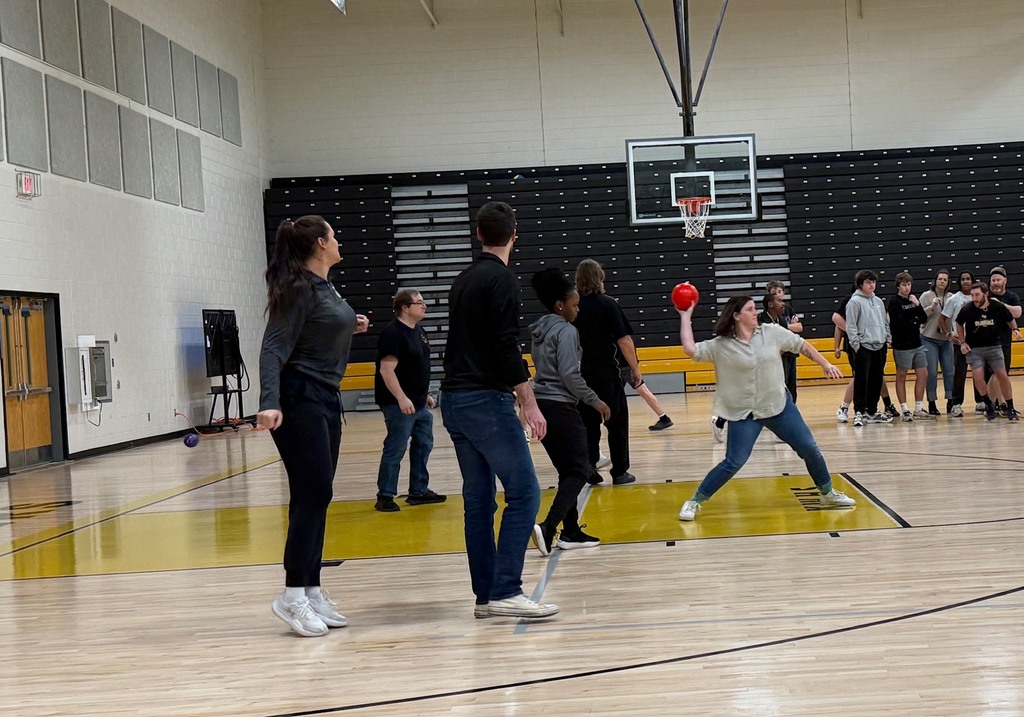 Teachers playing dodgeball