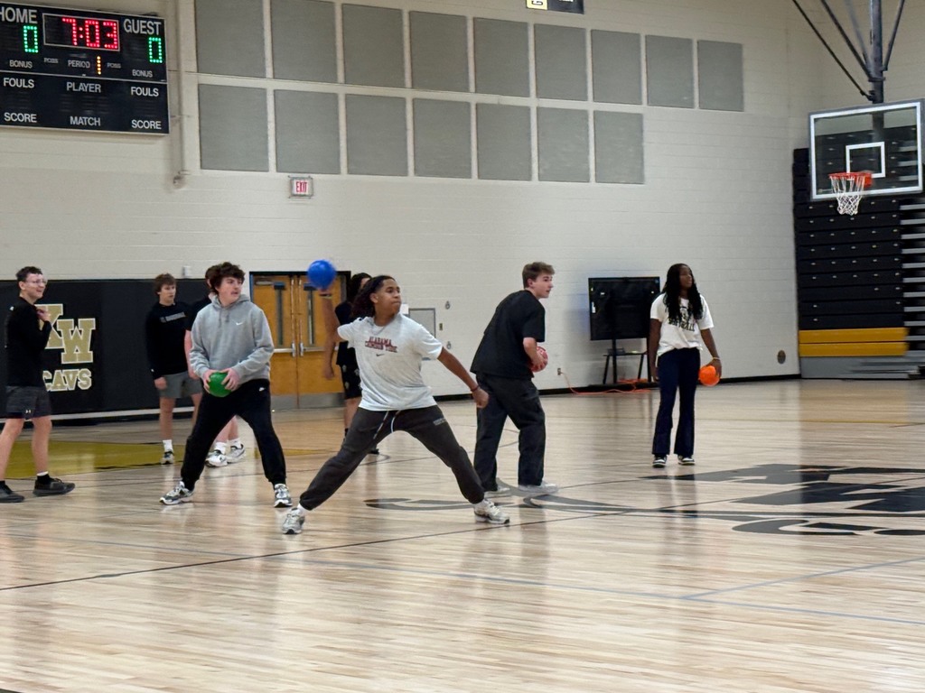 Students playing dodgeball