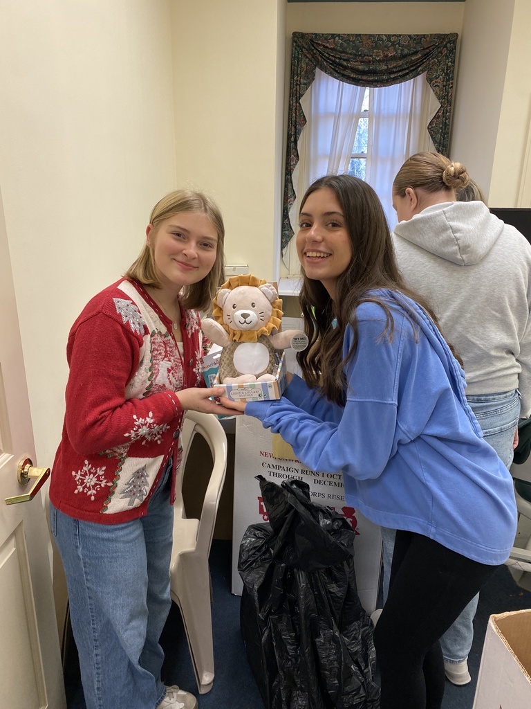 Service Learning Students helping to sort Toys for Tots