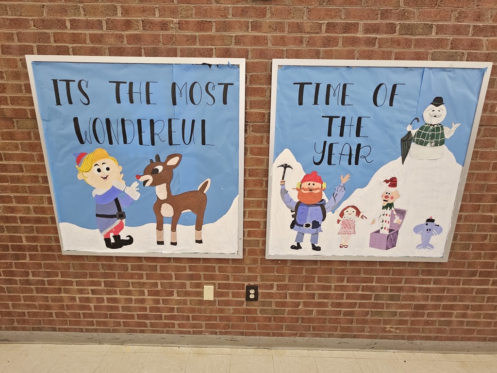 Bulletin board with Rudolph characters
