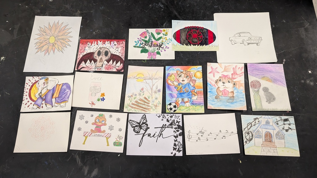 Art Secret Santa exchange pieces of work