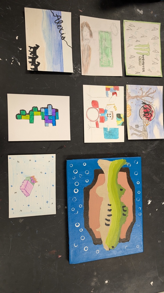 Art Secret Santa exchange pieces of work