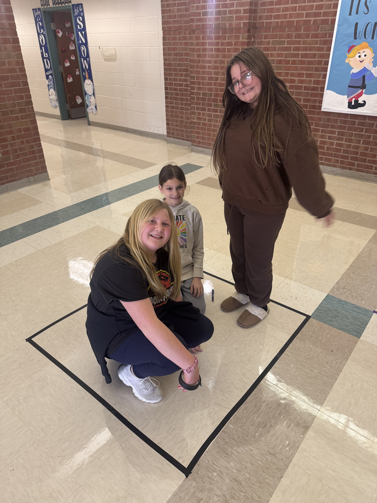 Mrs. Madison's class investigated area using tape & the floor tiles!