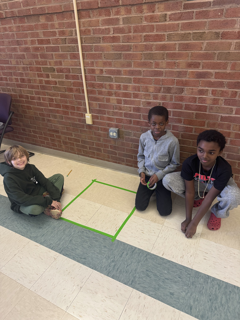 Mrs. Madison's class investigated area using tape & the floor tiles!