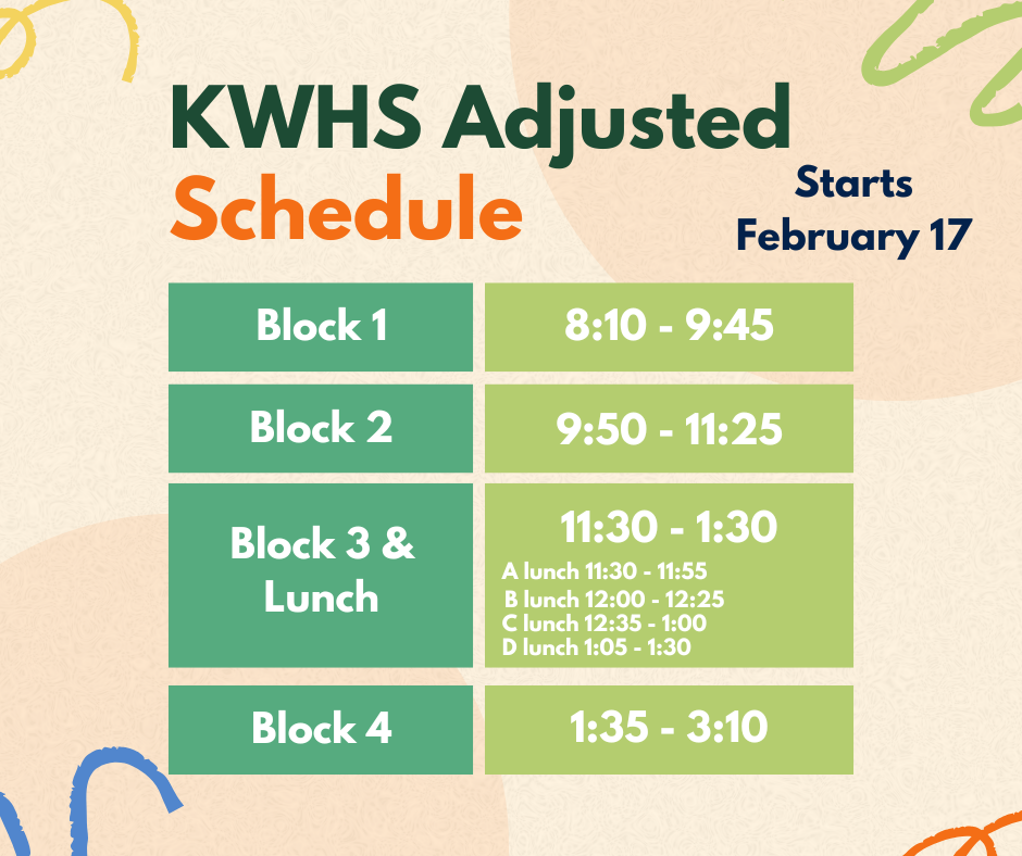 KWHS Adjusted Schedule Monday - Thursday