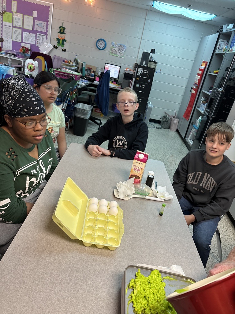Students preparing green eggs and ham