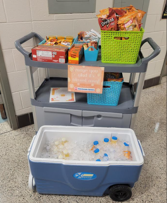 Snack Cart and cooler full of juice