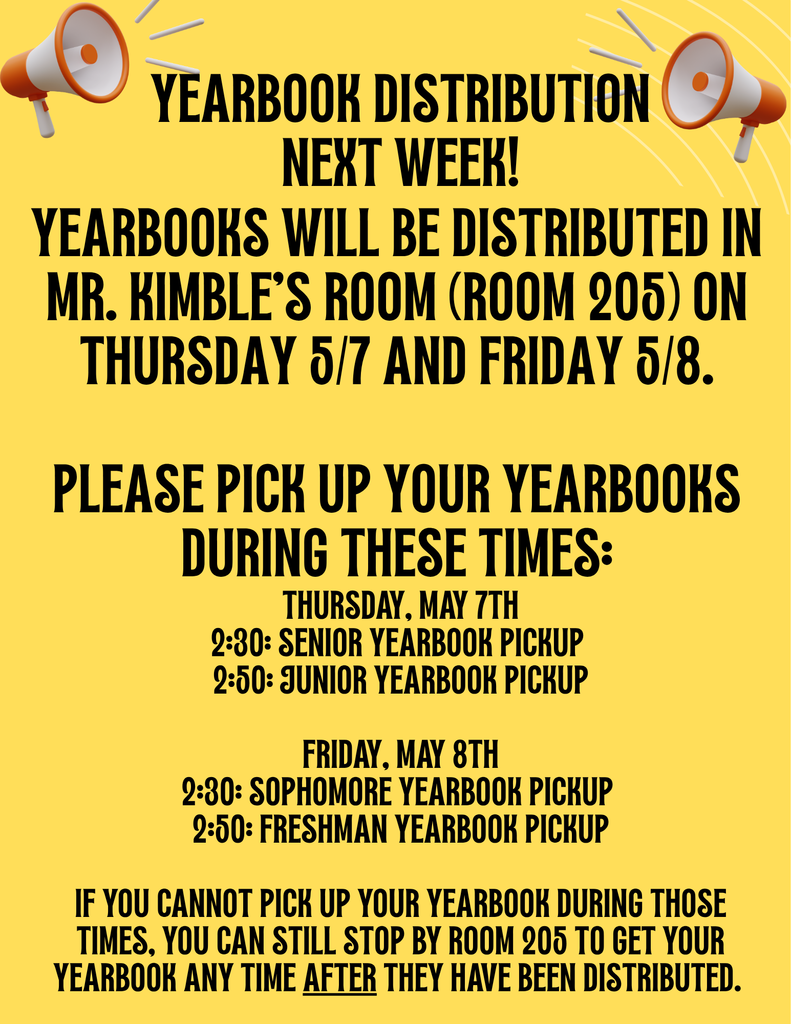 Yearbook distribution pick up schedule