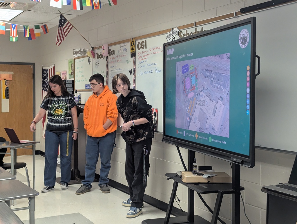 Students presenting about their community event