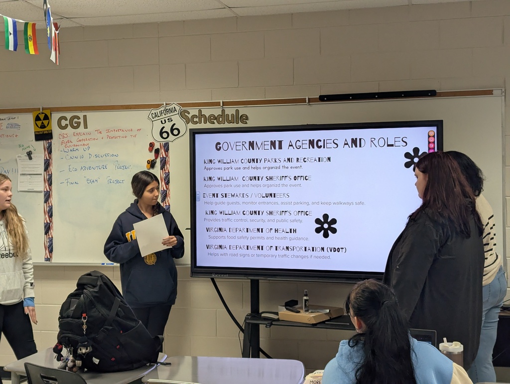 Students presenting about their community event
