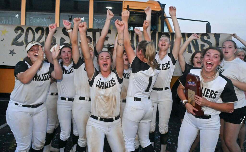 Softball team celebrates their win