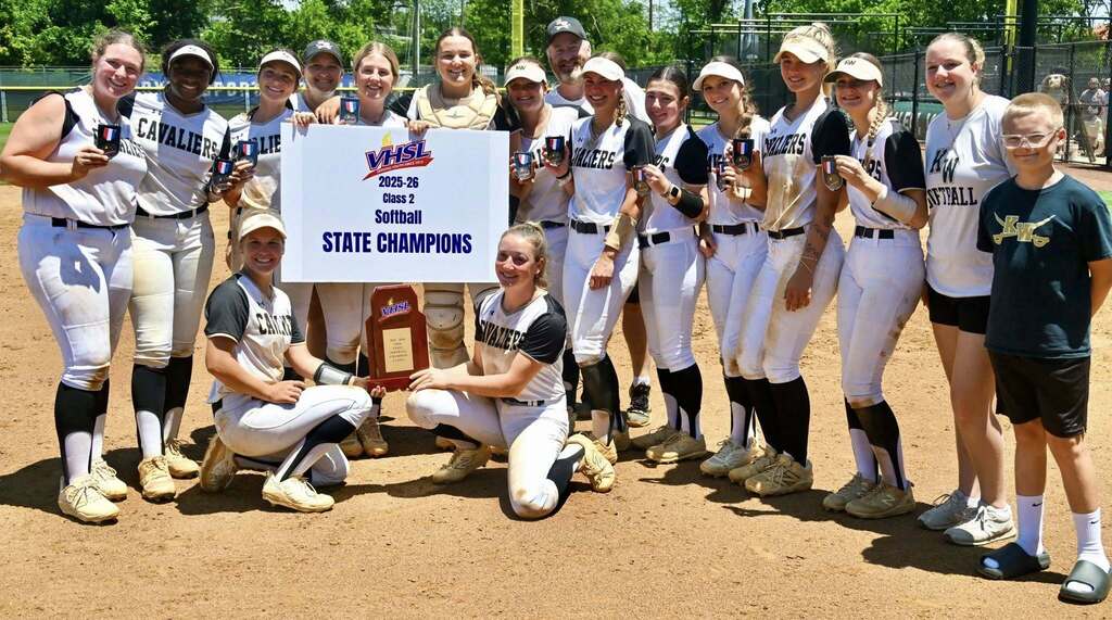 Softball team celebrates their win