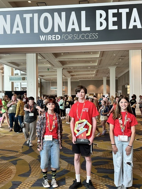 Teresa Whitehead, Silas Heinsman, and Eden Atkins at the National Jr. Beta Convention in Nashville, TE