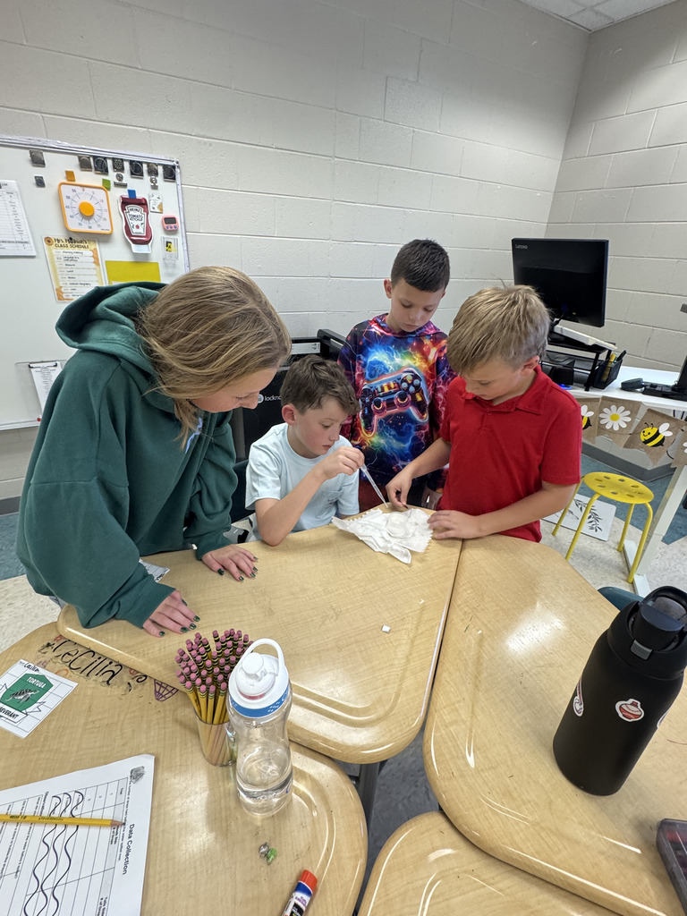 Students collaborating on classwork.