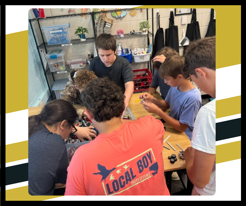 Students building with Legos
