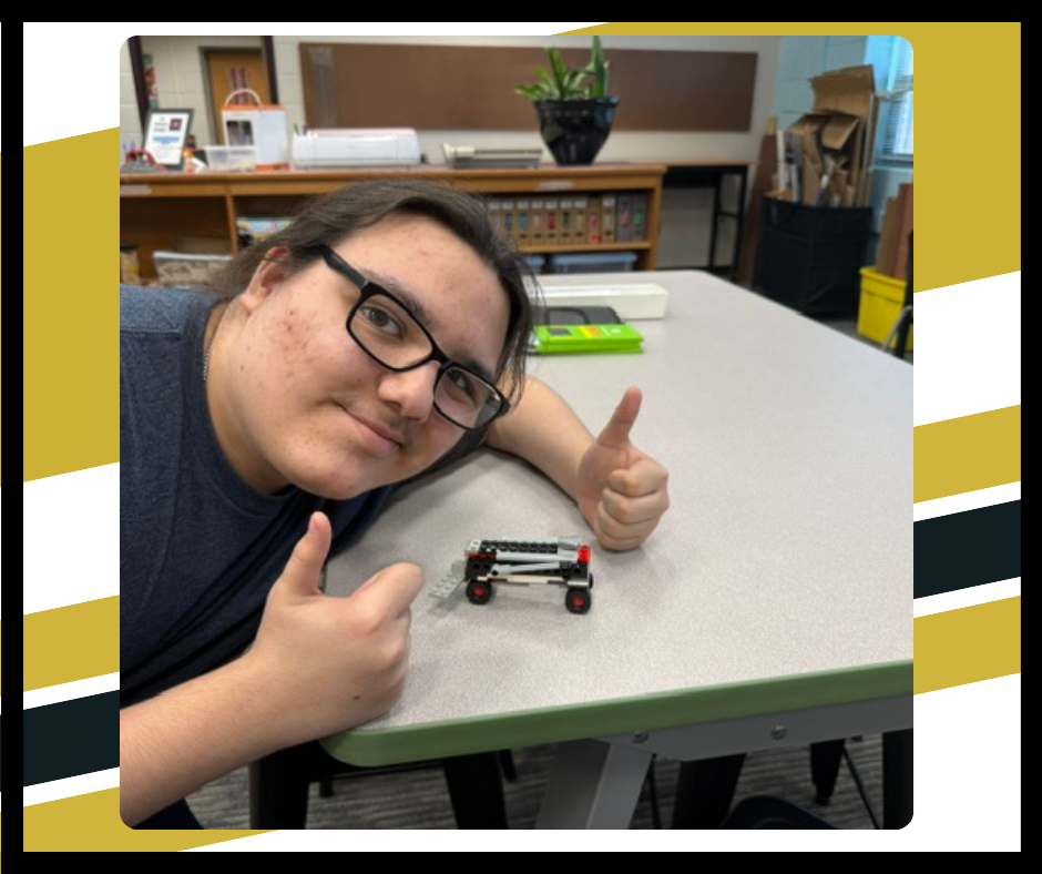 Student designed mini car out of Legos