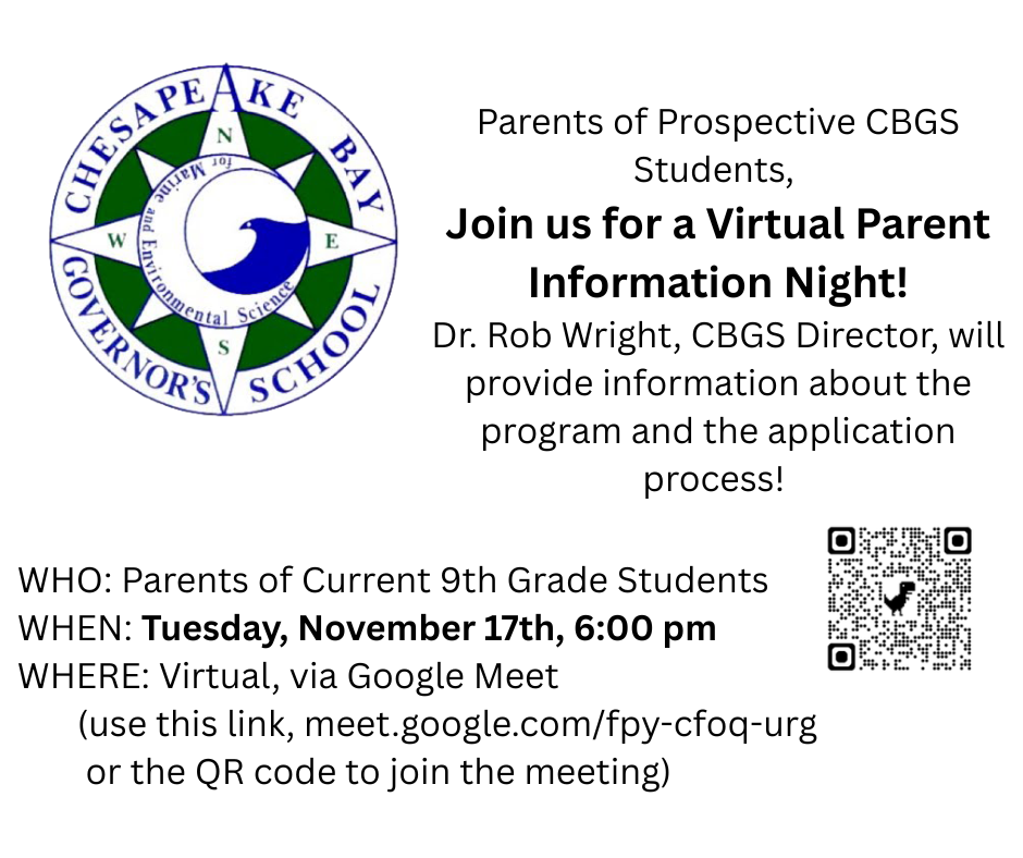 Virtual Parents Night flyer for November 17