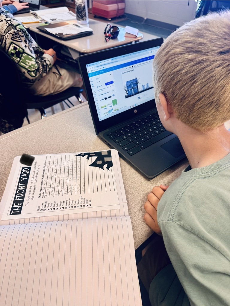 Students completing a spooky persuasive writing assignment.